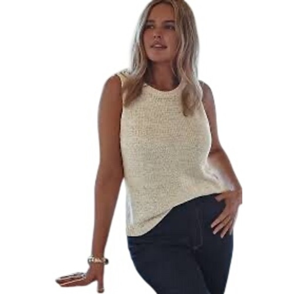 J. Jill Womens Peach Marled Sleeveless Sweater‎ Shell Scoop Neck Size L Petite